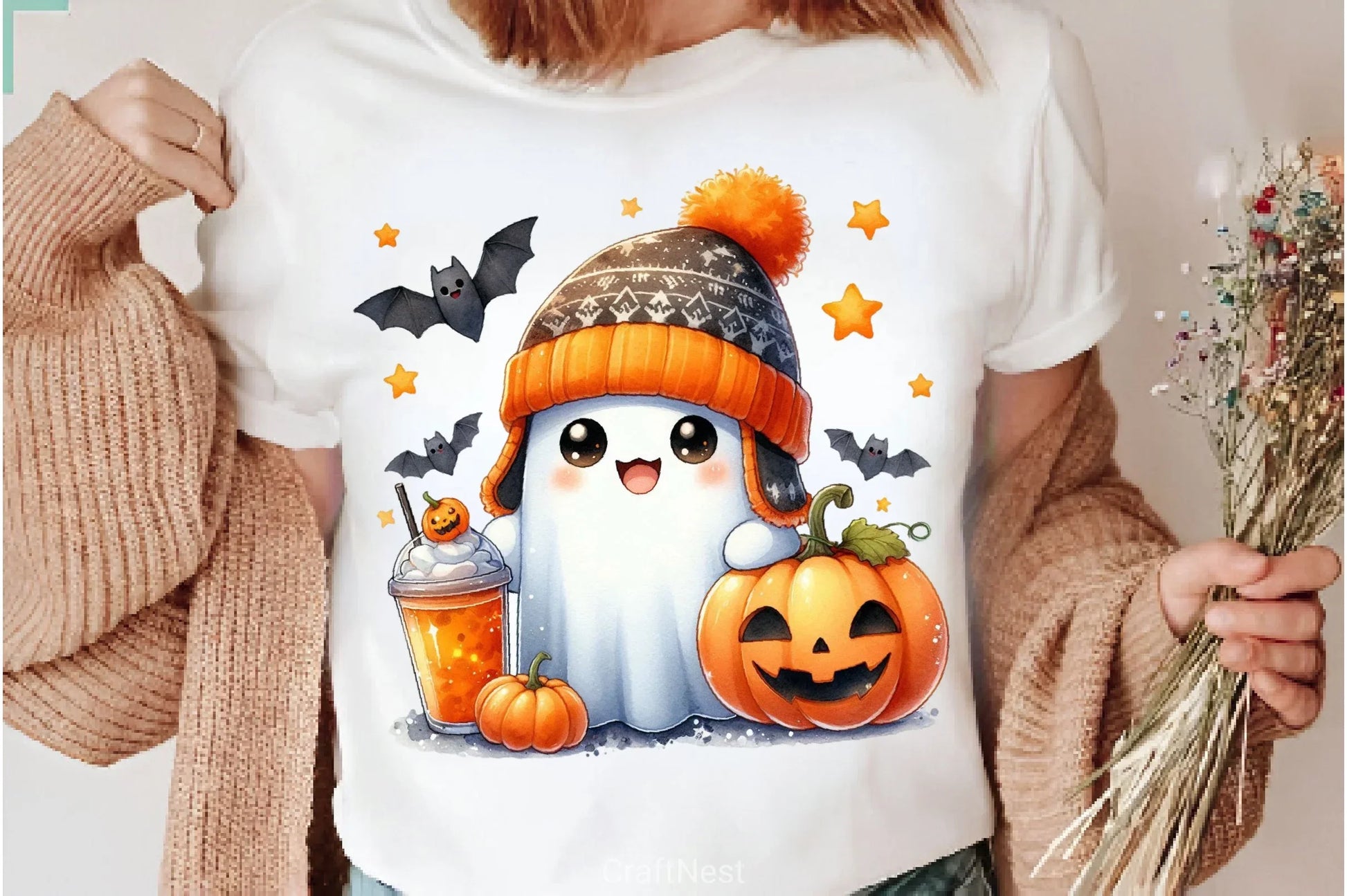 Cute Ghost Cute Halloween Clipart Bundle 12 - CraftNest - Digital Crafting and Art