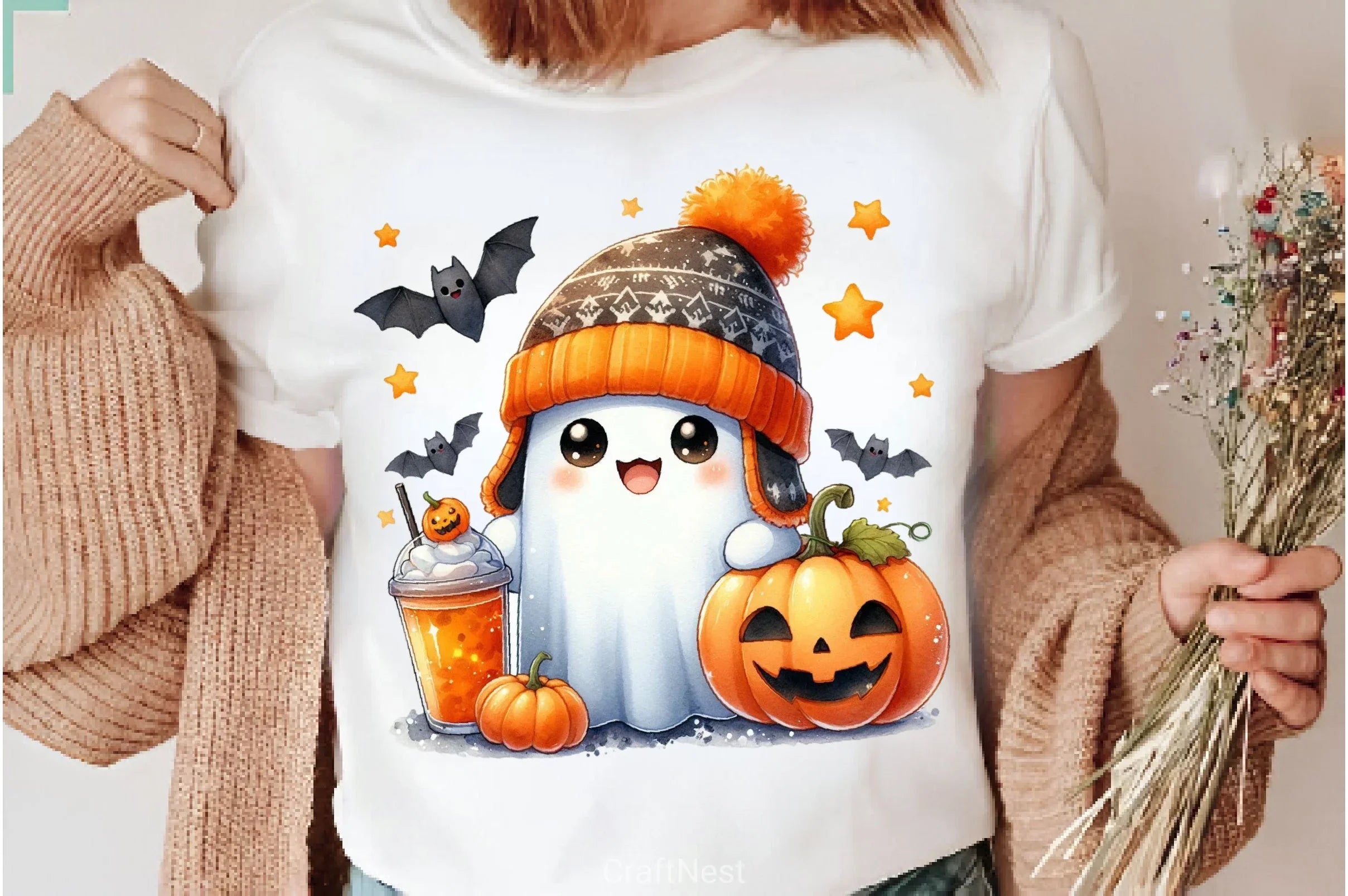 Cute Ghost Cute Halloween Clipart Bundle 12 - CraftNest - Digital Crafting and Art