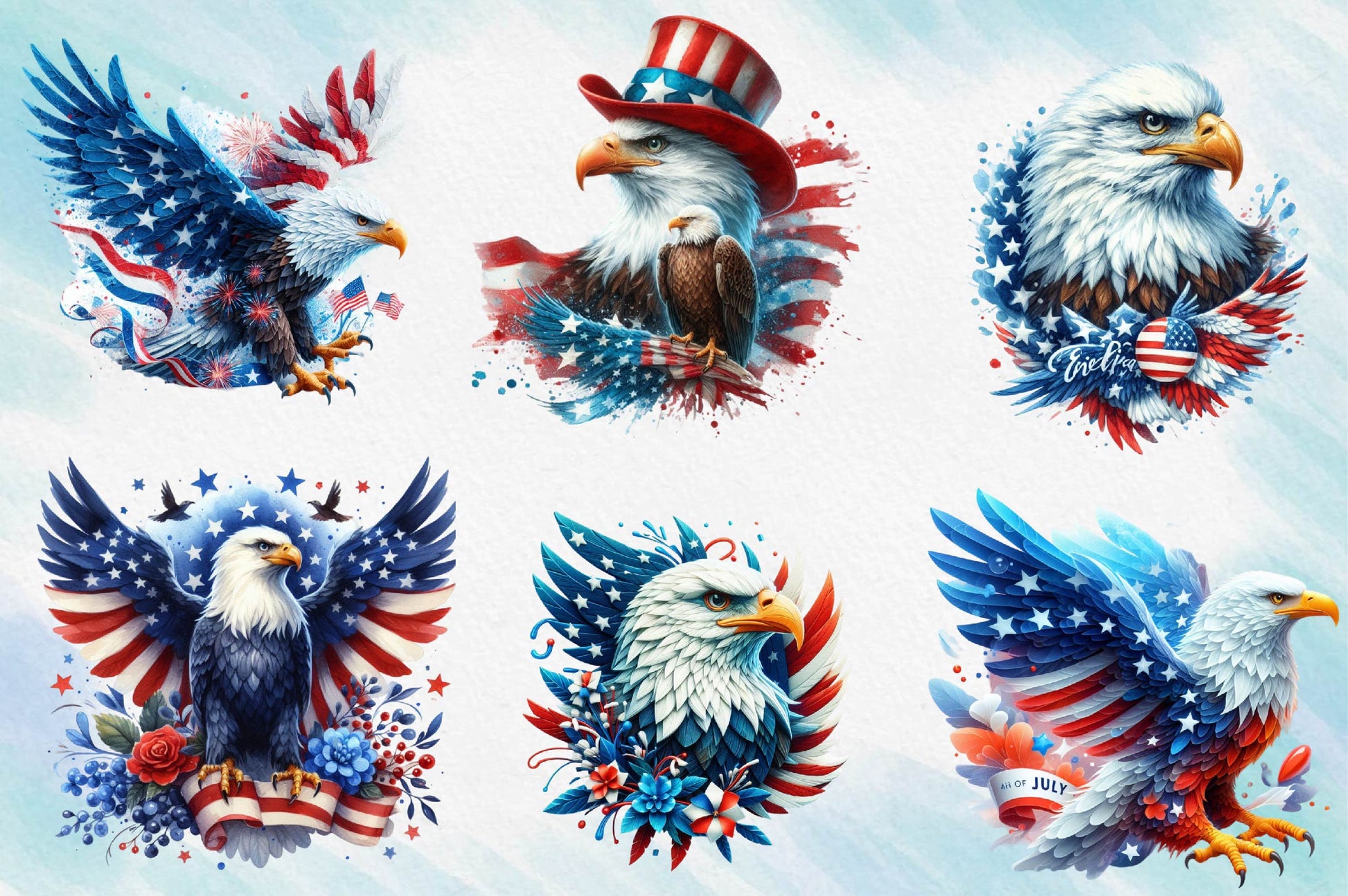 American Flag Eagle Wings Clipart Bundle - CraftNest - Digital Crafting and Art