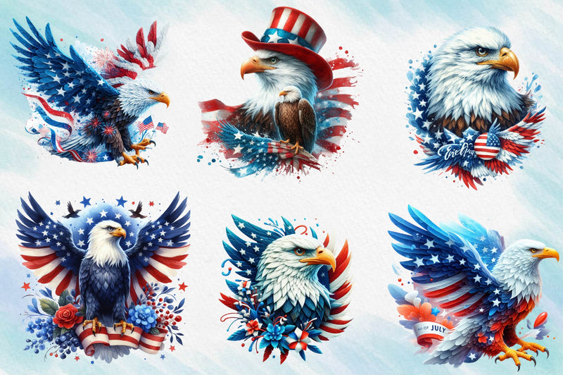 American Flag Eagle Wings Clipart Bundle - CraftNest - Digital Crafting and Art