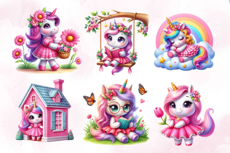 Cute Unicorn Clipart Bundle 11 - CraftNest - Digital Crafting and Art