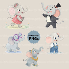 Elephant Clipart Bundle - CraftNest - Digital Crafting and Art