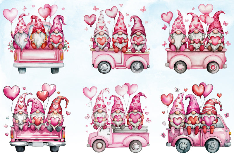Valentine Gnomes Truck Clipart Bundle - CraftNest - Digital Crafting and Art