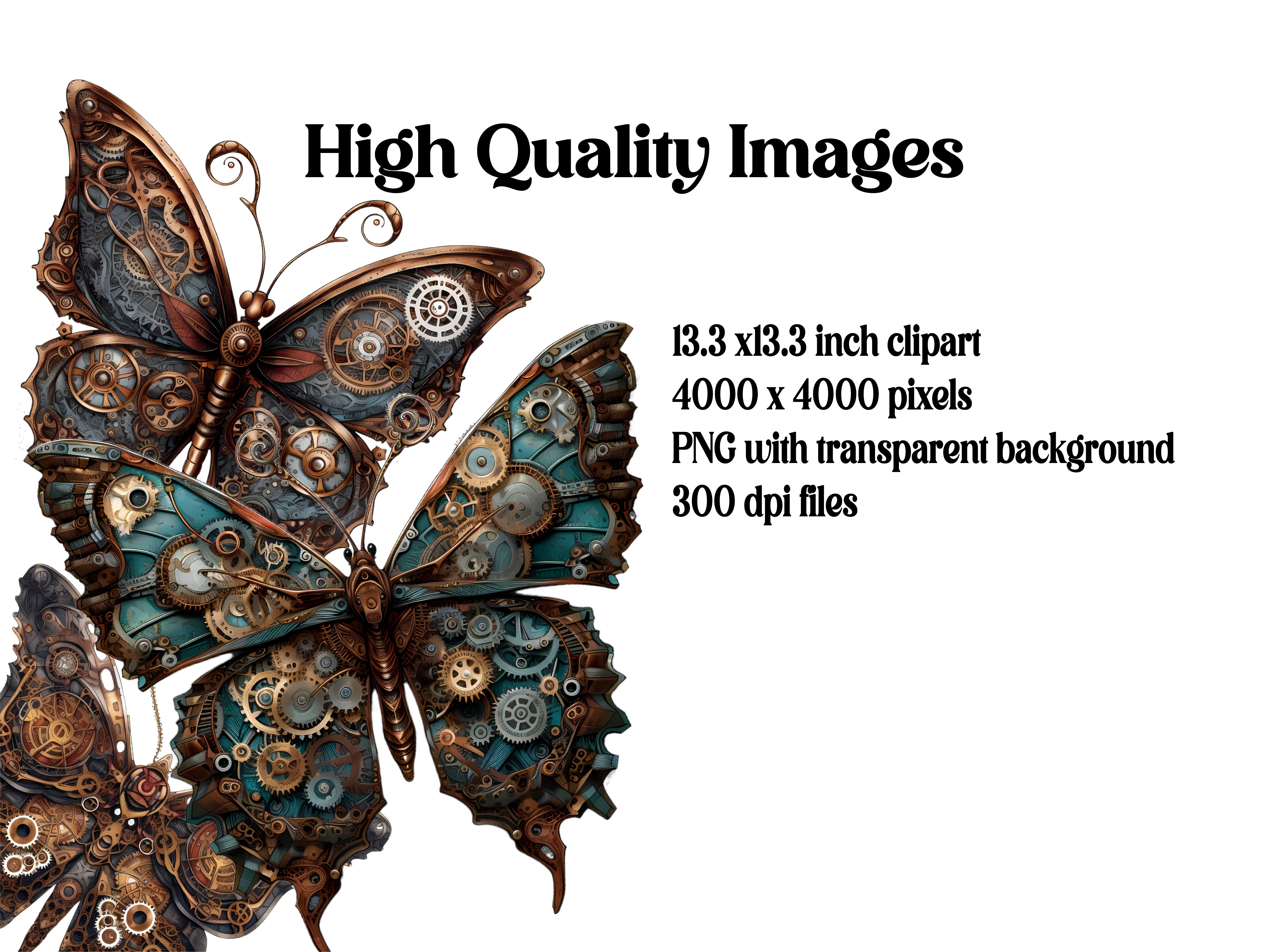 Steampunk Butterfly Clipart - CraftNest