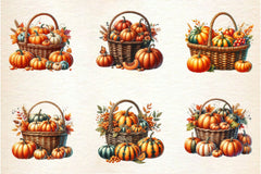 Vintage Pumpkin Basket Clipart Bundle - CraftNest - Digital Crafting and Art