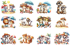 Cute Animals Summer Clipart Bundle - CraftNest - Digital Crafting and Art