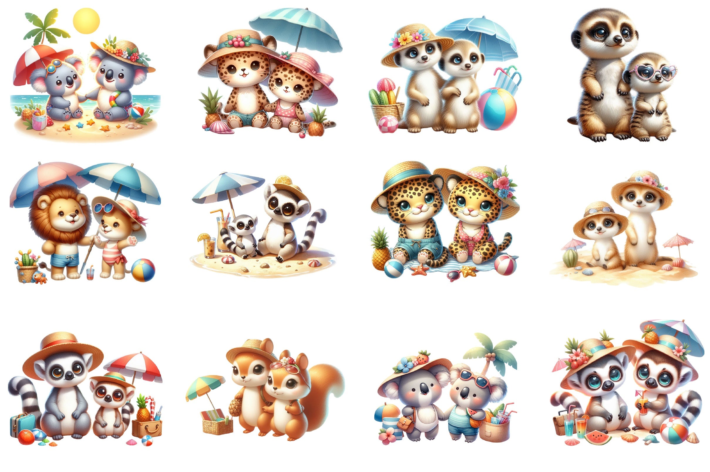 Cute Animals Summer Clipart Bundle - CraftNest - Digital Crafting and Art