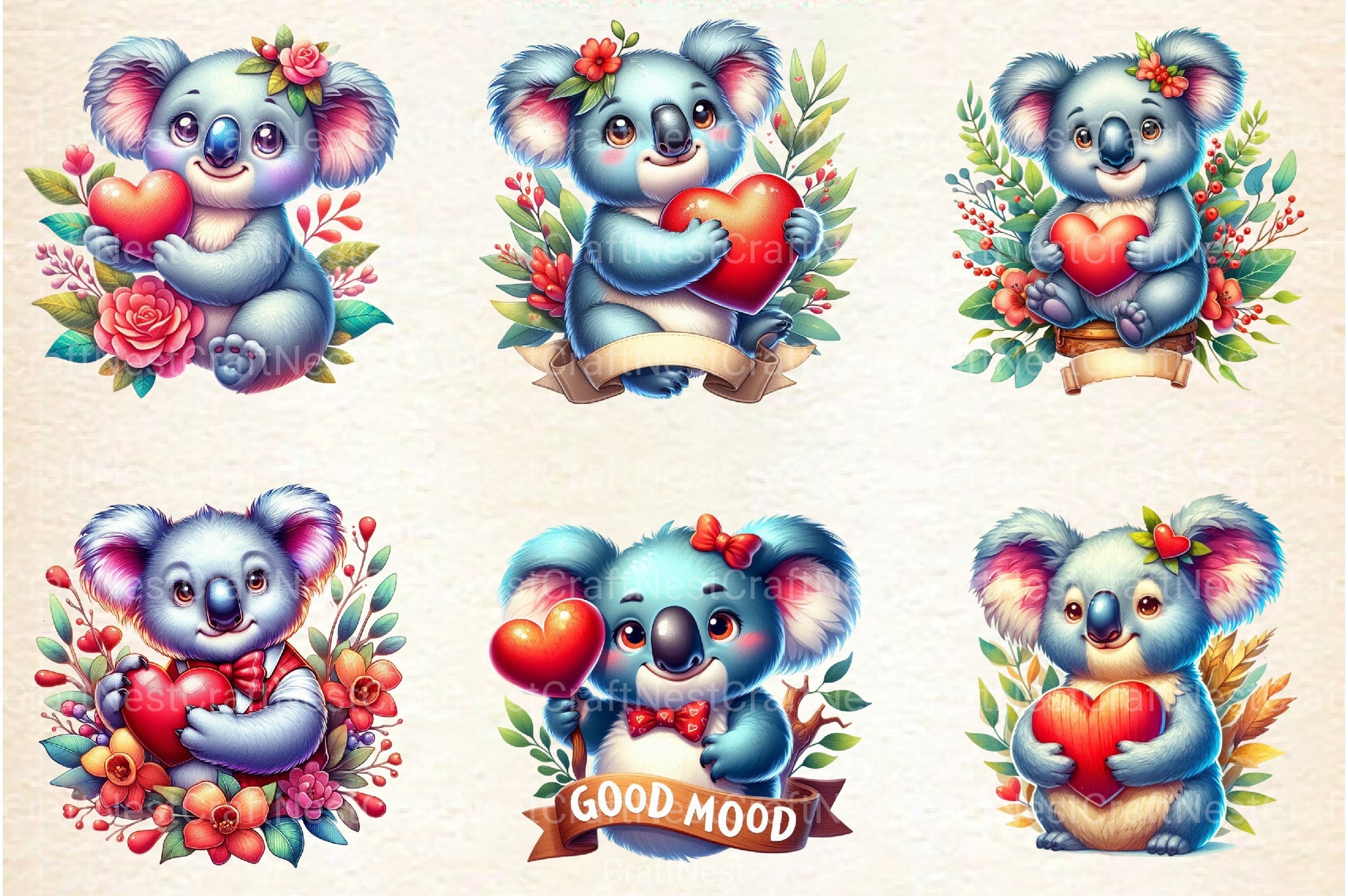 Valentine Koala Clipart Bundle 2 - CraftNest - Digital Crafting and Art