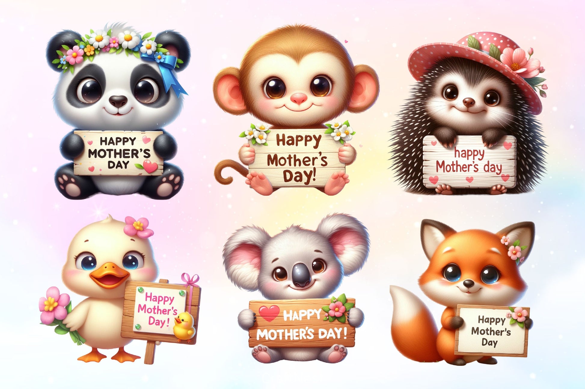 Cute Happy Mothers Day Animals Clipart Bundle 2 - CraftNest - Digital Crafting and Art