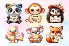 Cute Happy Mothers Day Animals Clipart Bundle 2 - CraftNest - Digital Crafting and Art