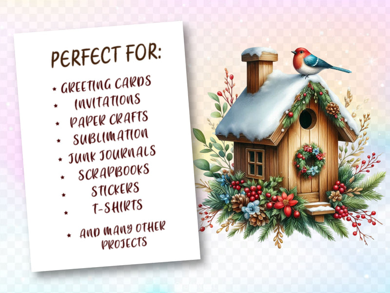 Christmas Bird House Clipart Bundle 4 - CraftNest - Digital Crafting and Art
