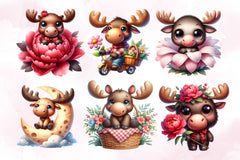 Cute Baby Moose Clipart Bundle - CraftNest - Digital Crafting and Art