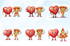 Heart & Pizza Valentine Clipart Bundle - CraftNest - Digital Crafting and Art