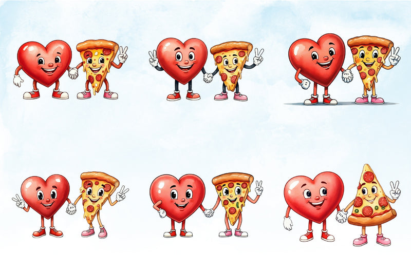 Heart & Pizza Valentine Clipart Bundle - CraftNest - Digital Crafting and Art