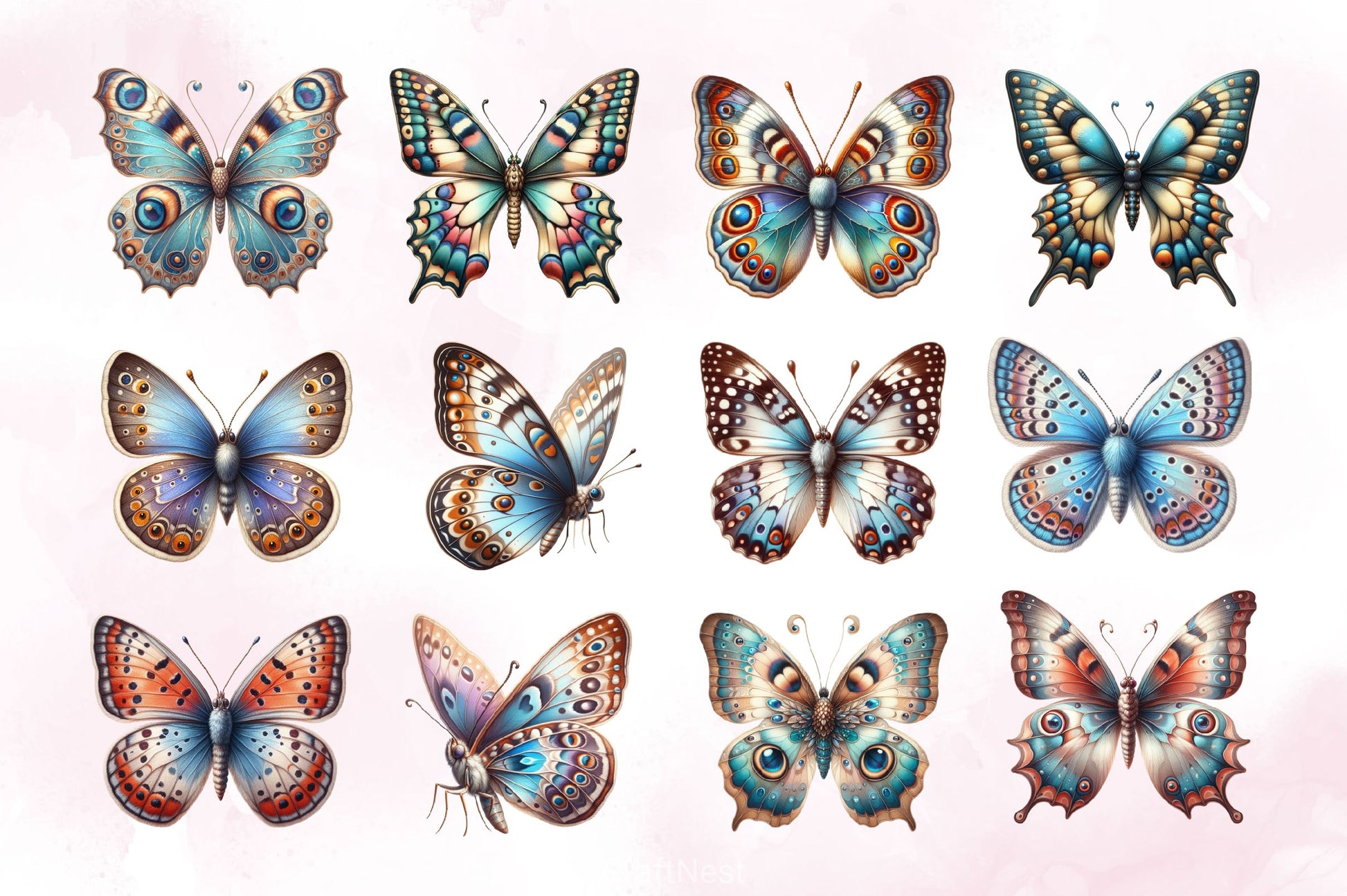 Vintage Butterfly Clipart Bundle 3 - CraftNest - Digital Crafting and Art