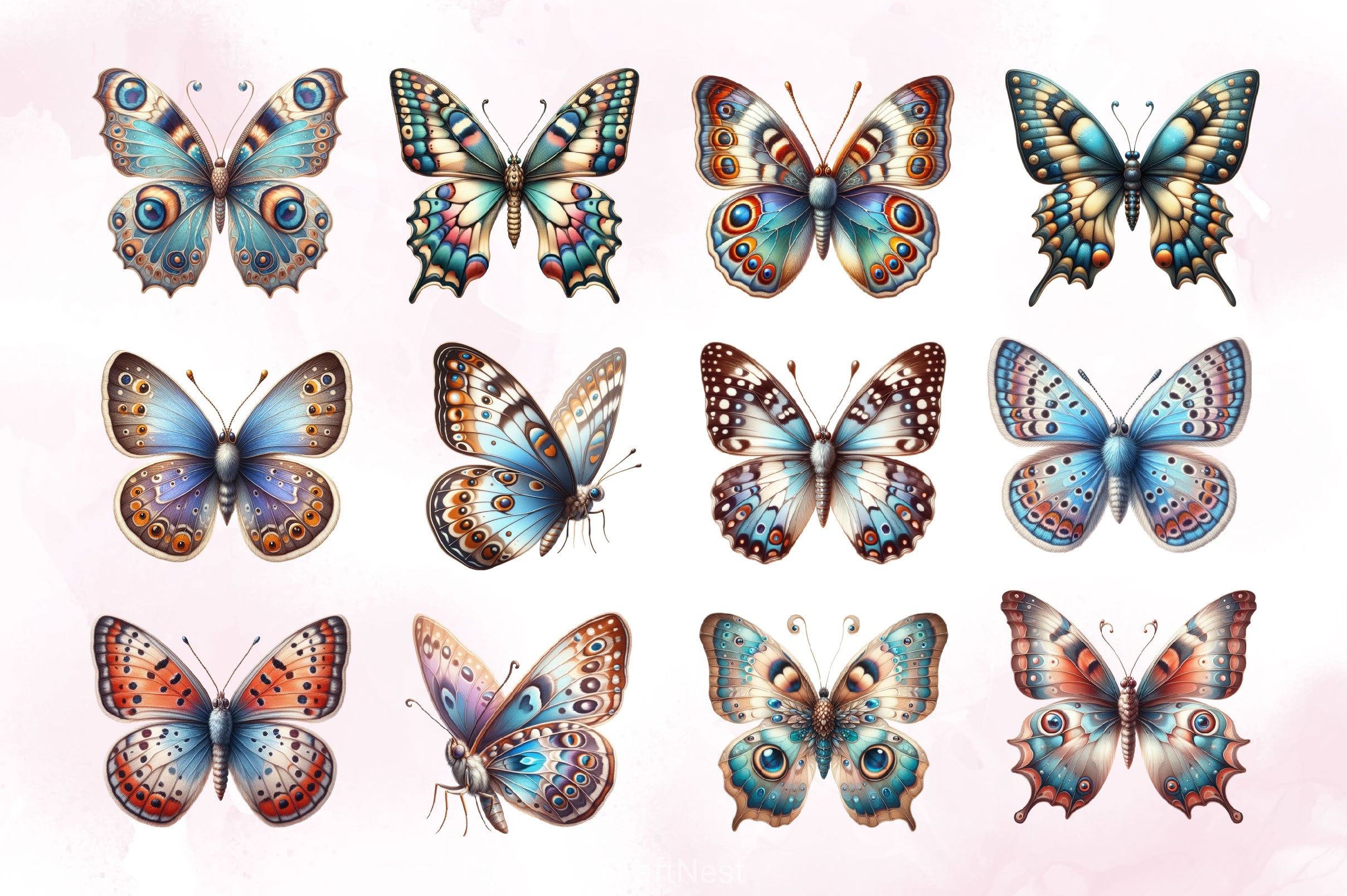 Vintage Butterfly Clipart Bundle 3 - CraftNest - Digital Crafting and Art