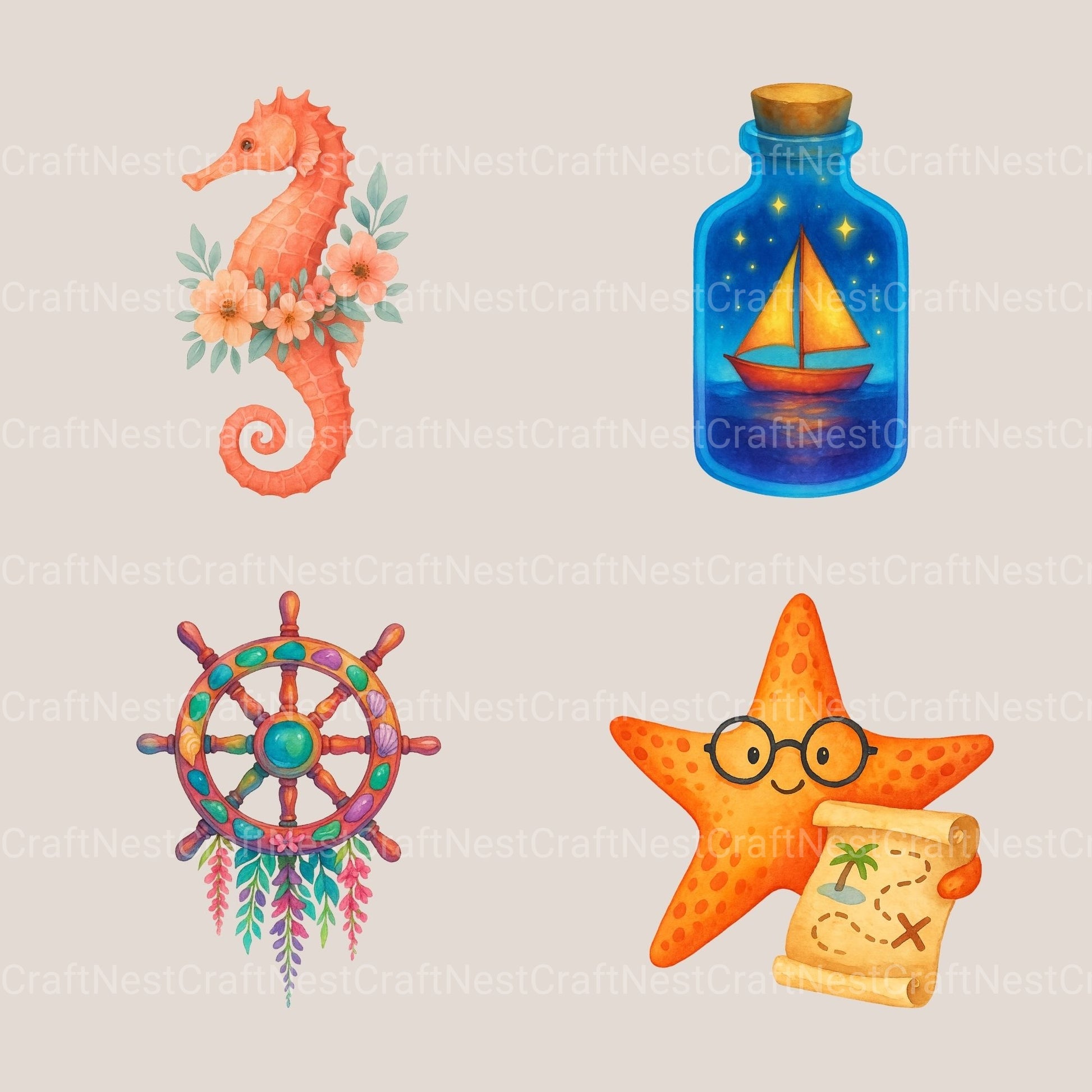 Nautical 1 Clipart Bundle - CraftNest - Digital Crafting and Art