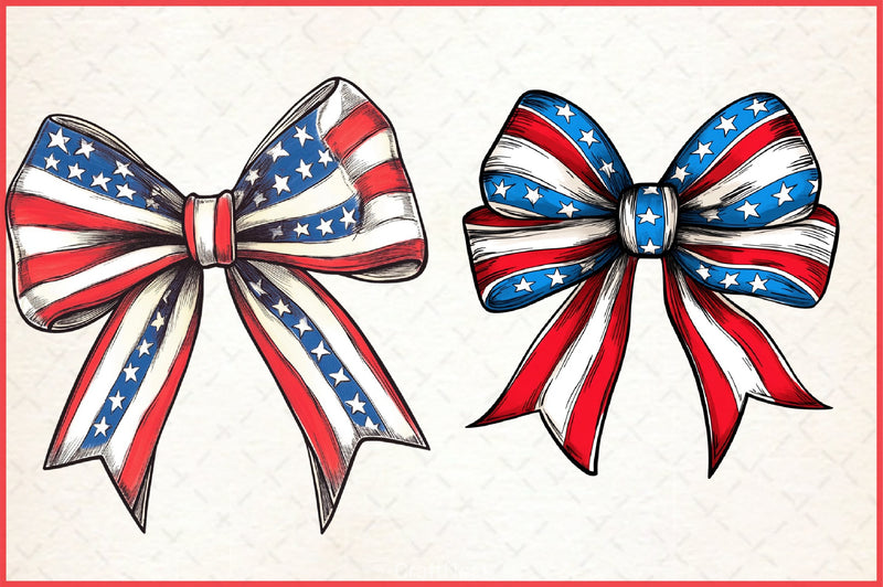 4th of July Flag Bows Clipart Bundle - CraftNest - Digital Crafting and Art