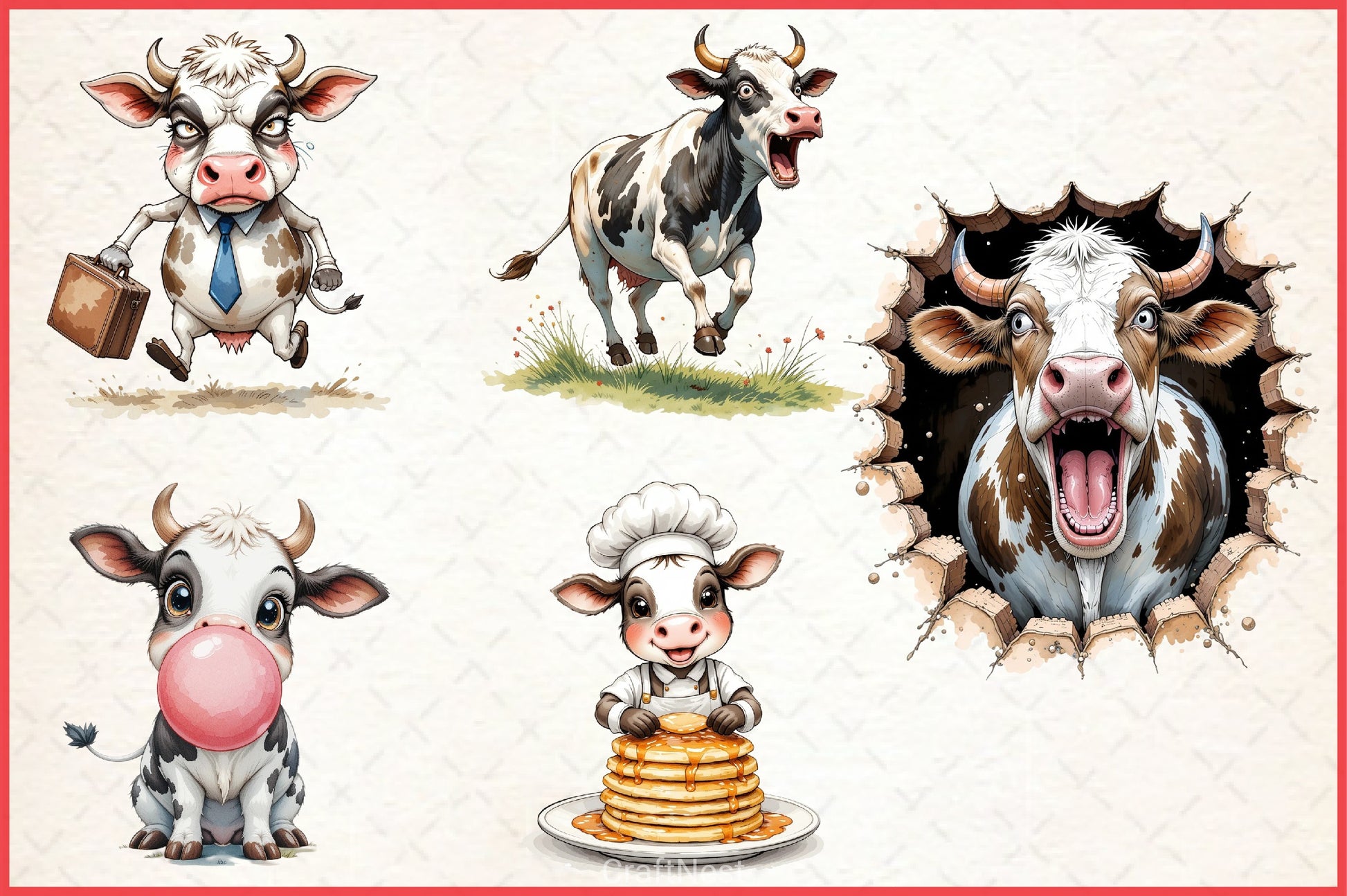 Funny Cow Clipart Bundle - CraftNest - Digital Crafting and Art