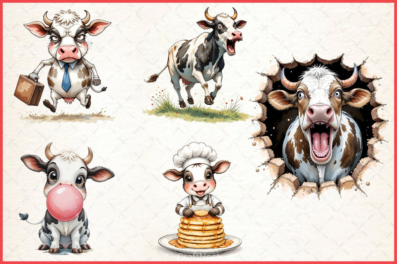 Funny Cow Clipart Bundle - CraftNest - Digital Crafting and Art