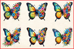Butterfly Flowers Clipart Bundle 8 - CraftNest - Digital Crafting and Art