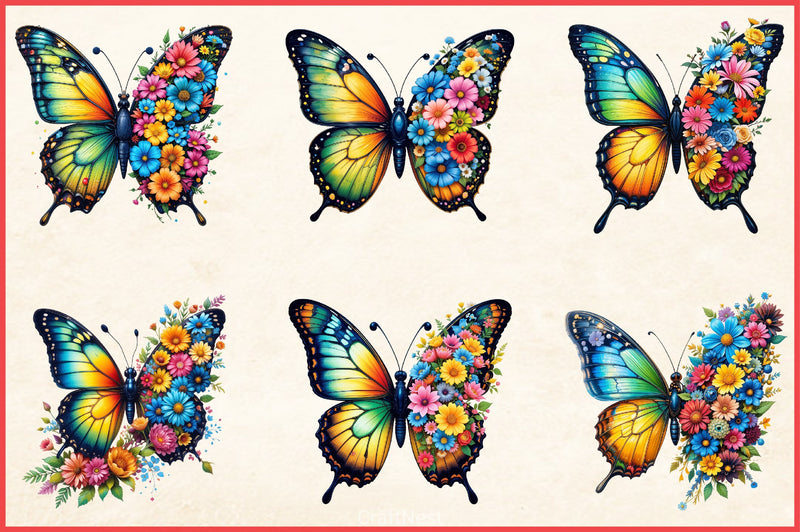 Butterfly Flowers Clipart Bundle 8 - CraftNest - Digital Crafting and Art