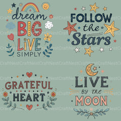 Boho Retro Quotes Clipart Bundle - CraftNest - Digital Crafting and Art