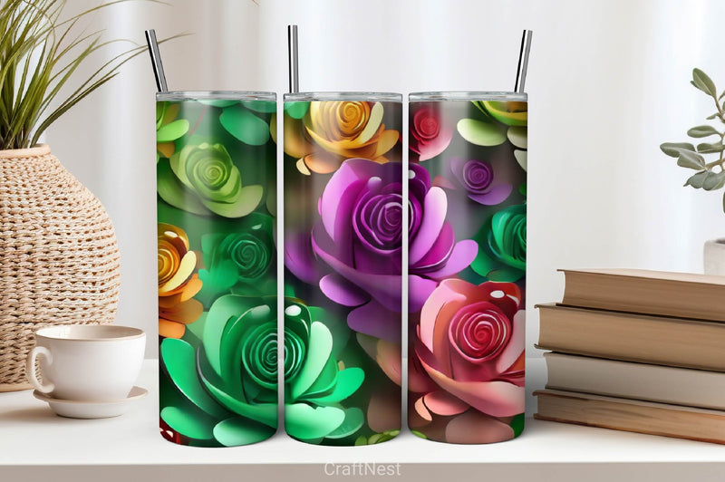 Flower Tumbler Wrap Bundle 32 - CraftNest - Digital Crafting and Art
