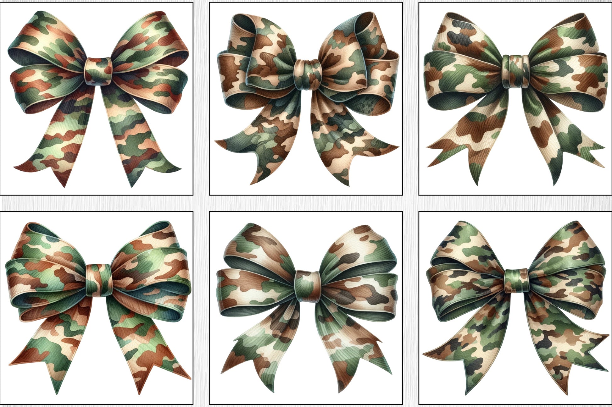 Camo Coquette Bow Clipart Bundle - CraftNest - Digital Crafting and Art