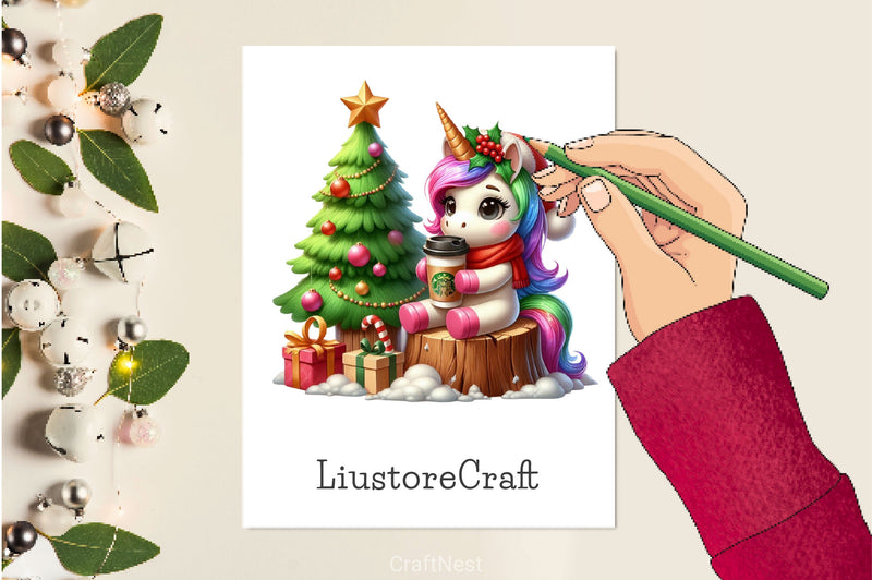 Christmas Unicorn Clipart Bundle 2 - CraftNest - Digital Crafting and Art