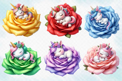 Baby Unicorn In Flowers Clipart Bundle 6 - CraftNest - Digital Crafting and Art