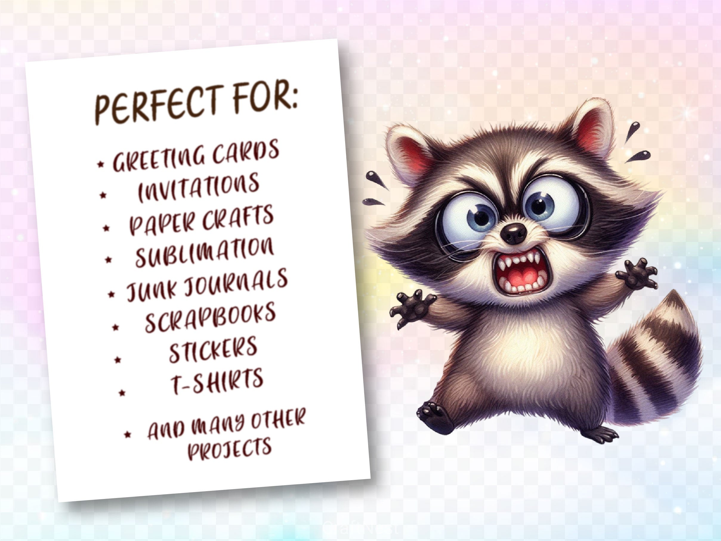 Funny Raccoon Clipart Bundle 3 - CraftNest - Digital Crafting and Art
