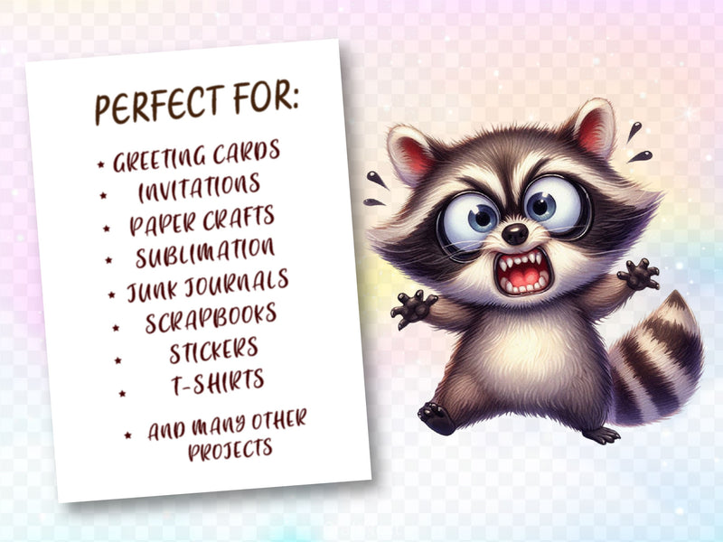 Funny Raccoon Clipart Bundle 3 - CraftNest - Digital Crafting and Art