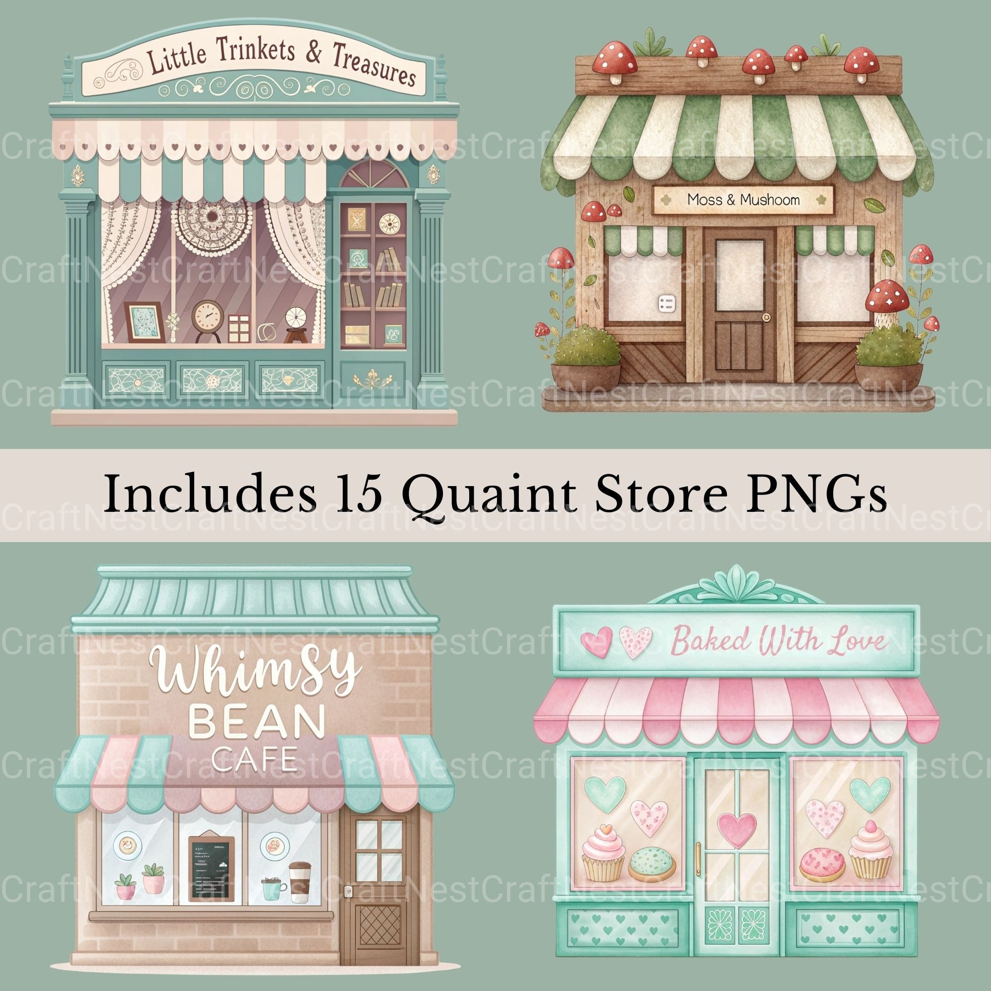 Village Shops Clipart Bundle - CraftNest - Digital Crafting and Art