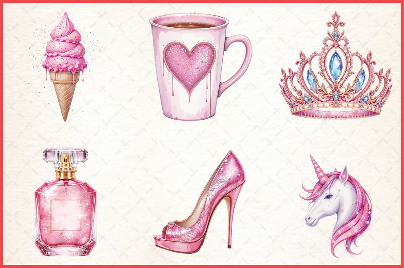 Glitter Pink Girl Clipart Bundle 3 - CraftNest - Digital Crafting and Art