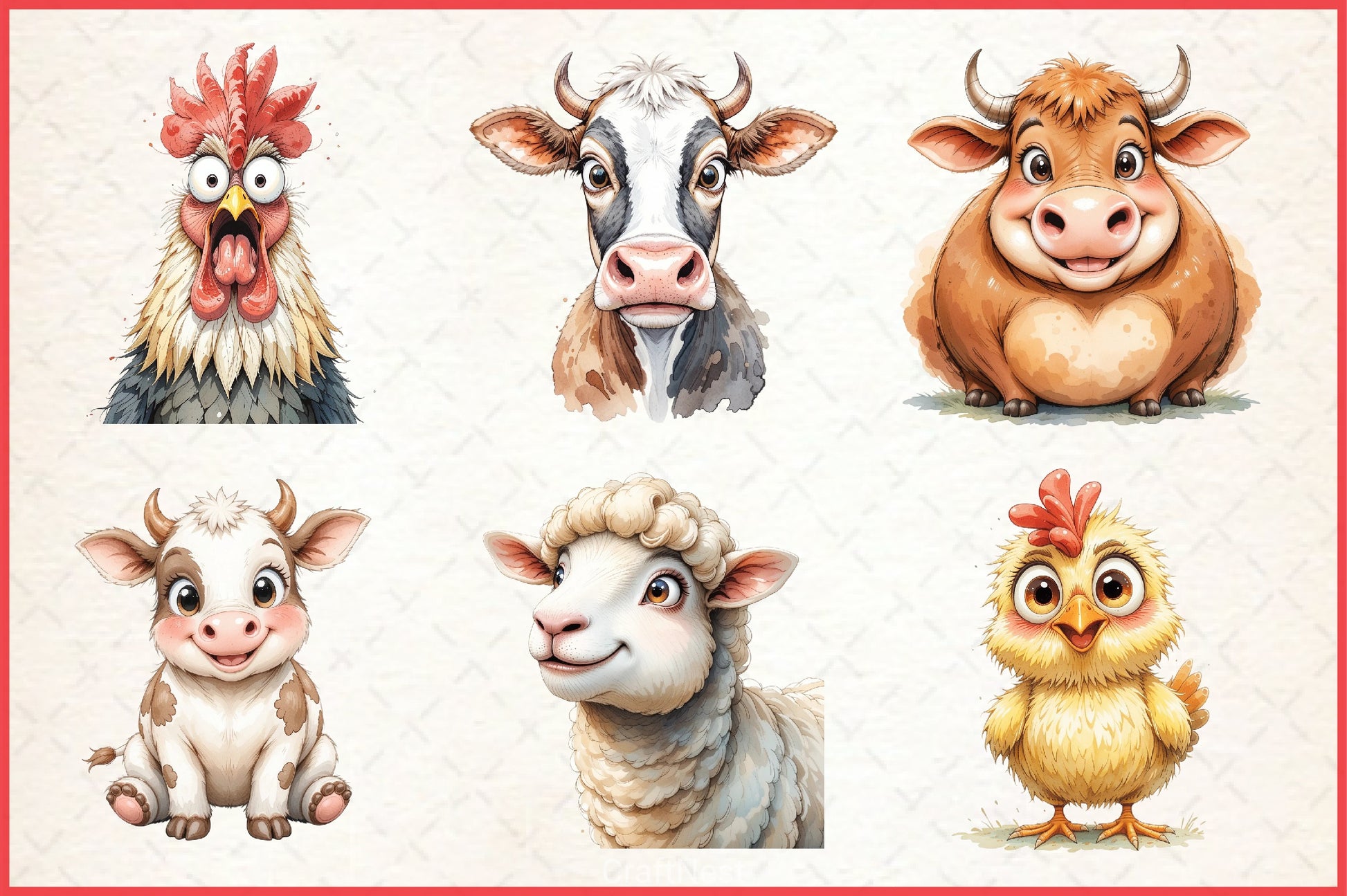 Cute Farm Animals Clipart Bundle 2 - CraftNest - Digital Crafting and Art