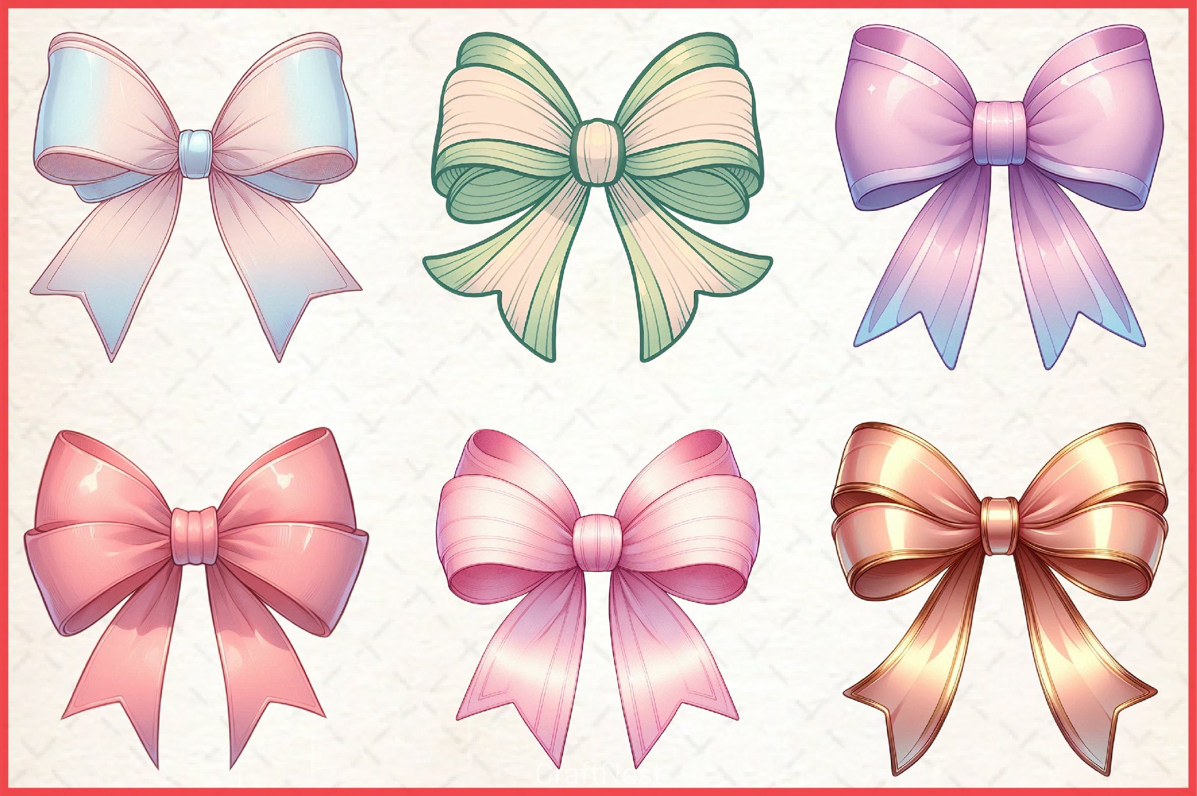 Coquette Bow Clipart Bundle 7 - CraftNest - Digital Crafting and Art