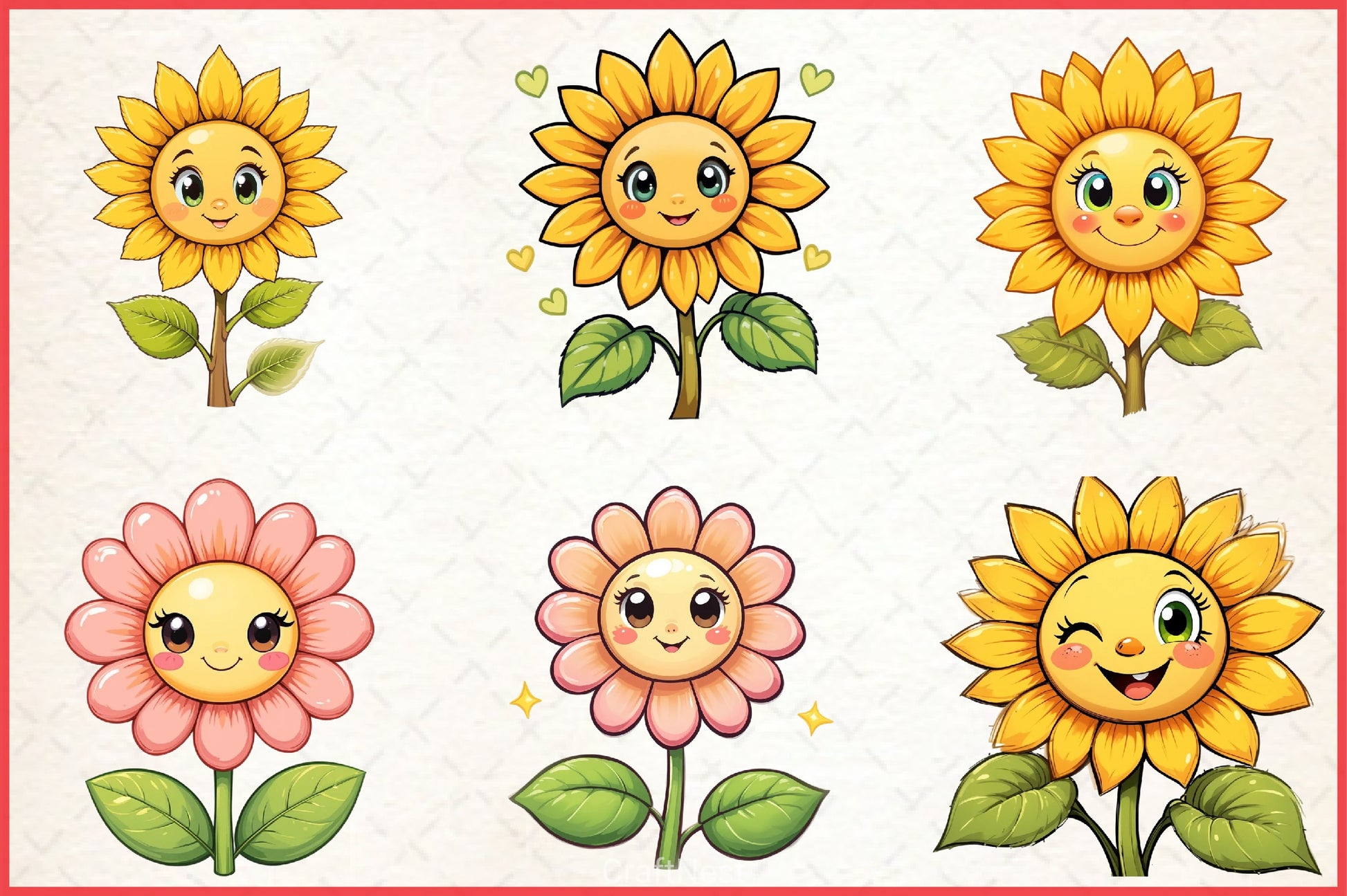 Cute Sunflower Clipart Bundle - CraftNest - Digital Crafting and Art