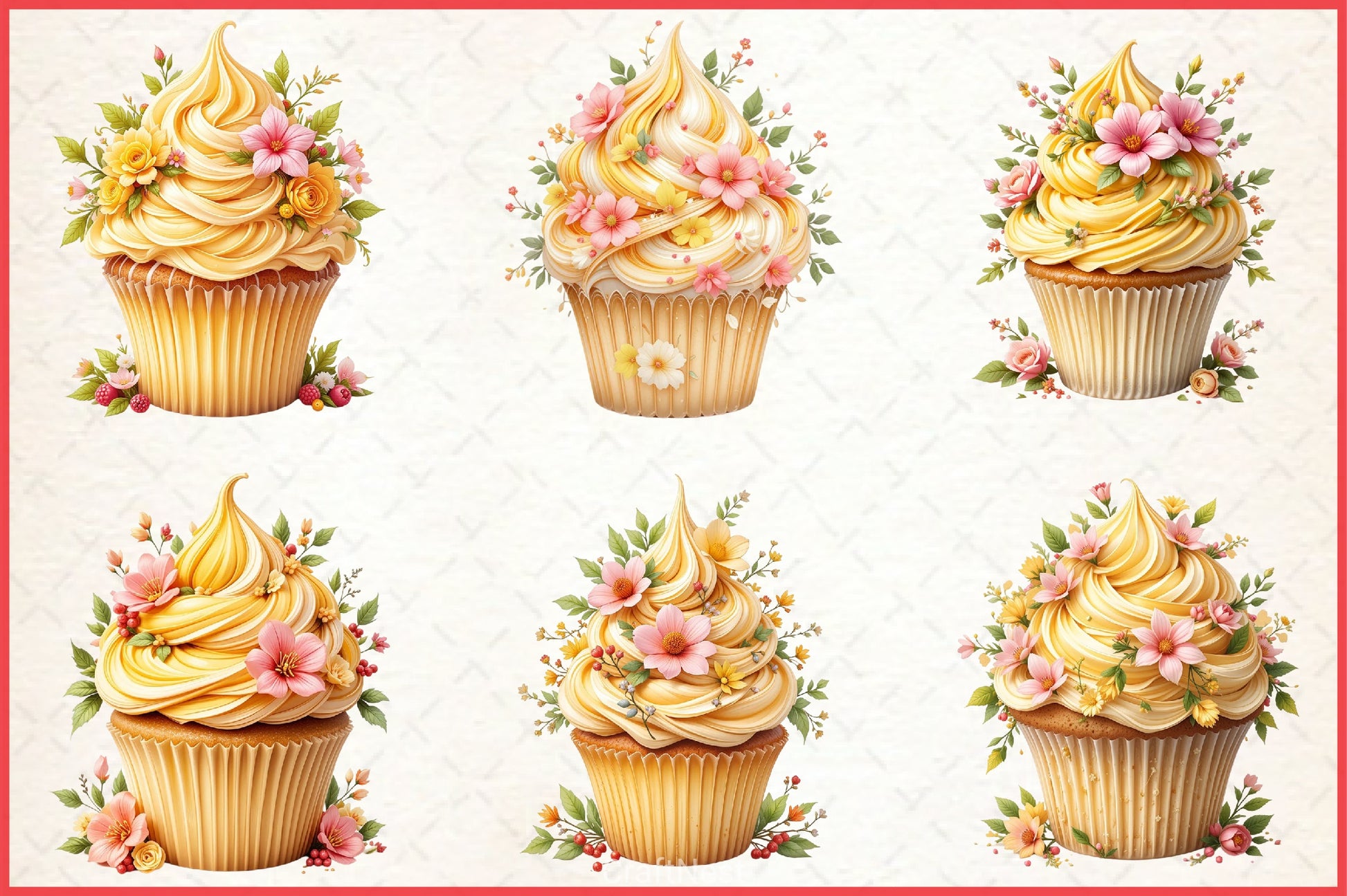 Floral Cupcake Clipart Bundle - CraftNest - Digital Crafting and Art