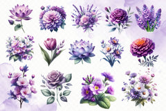 Purple Flowers Clipart Bundle 2 - CraftNest - Digital Crafting and Art