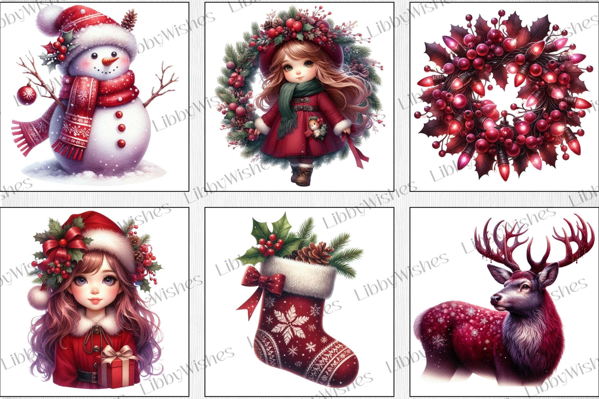 Maroon Christmas Clipart Bundle - CraftNest - Digital Crafting and Art