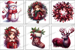 Maroon Christmas Clipart Bundle - CraftNest - Digital Crafting and Art
