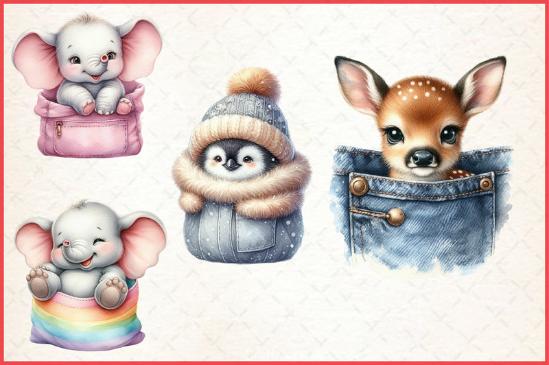 Peeking Animals Pocket Clipart Bundle - CraftNest - Digital Crafting and Art