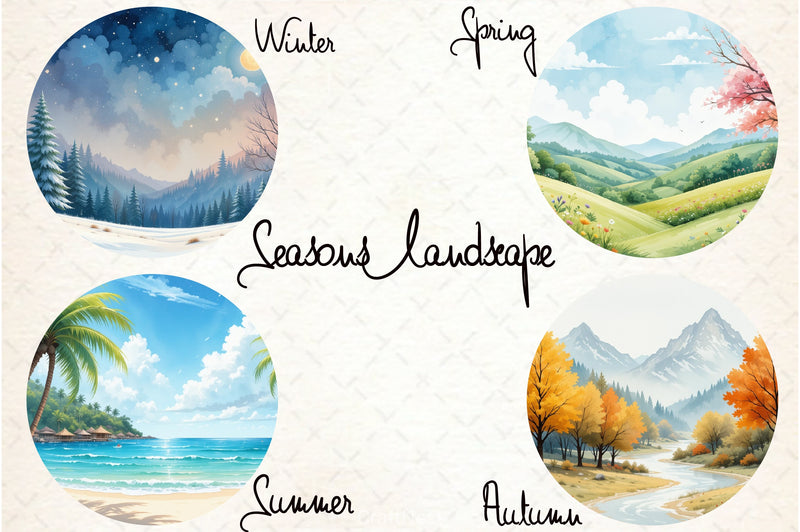 Seasons Landscape Clipart Bundle - CraftNest - Digital Crafting and Art