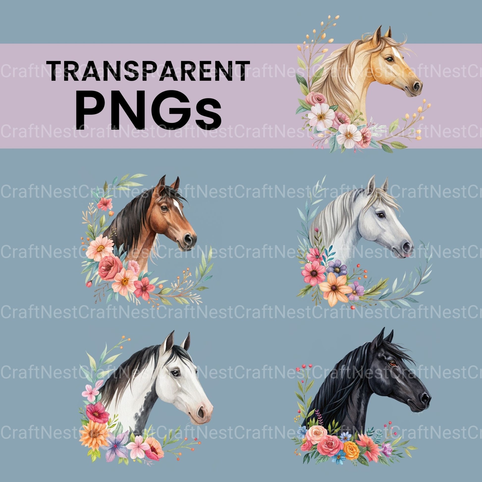 Horse Heads Clipart Bundle - CraftNest - Digital Crafting and Art