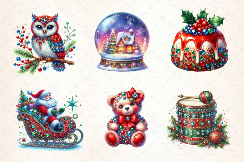 Faux Rhinestones Christmas Clipart Bundle 2 - CraftNest - Digital Crafting and Art