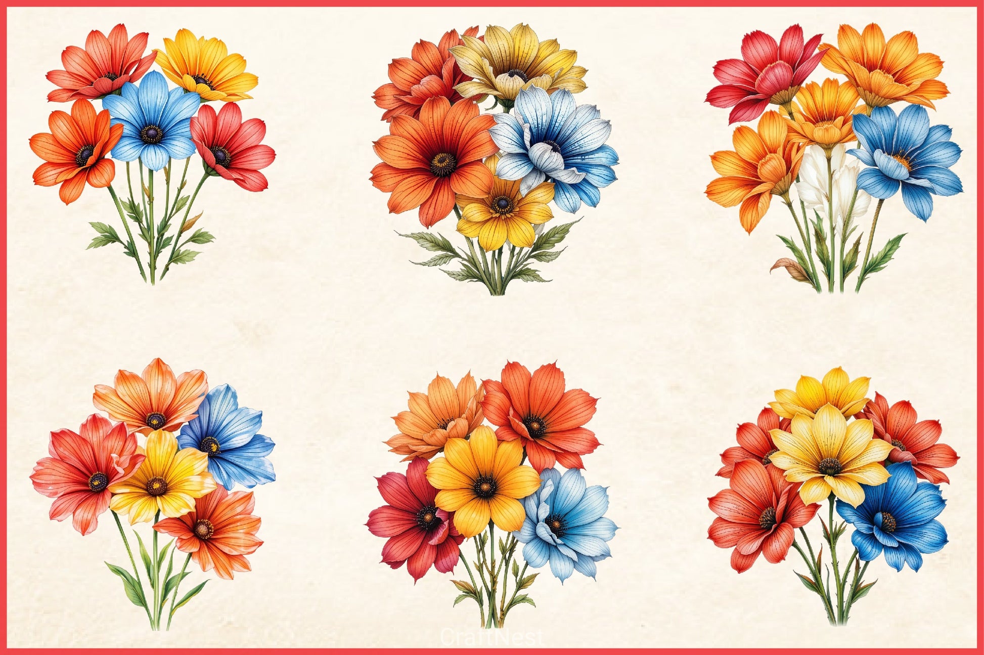 Wildflower Bouquet Clipart Bundle - CraftNest - Digital Crafting and Art