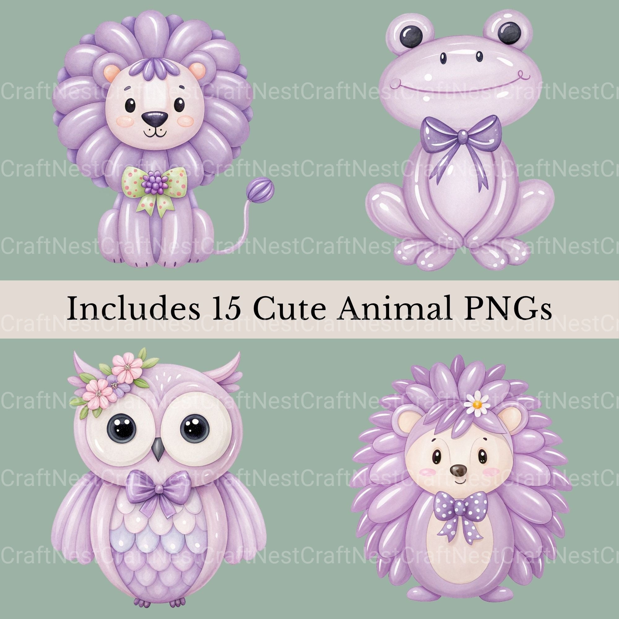 Balloon Animals Purple Clipart Bundle - CraftNest - Digital Crafting and Art