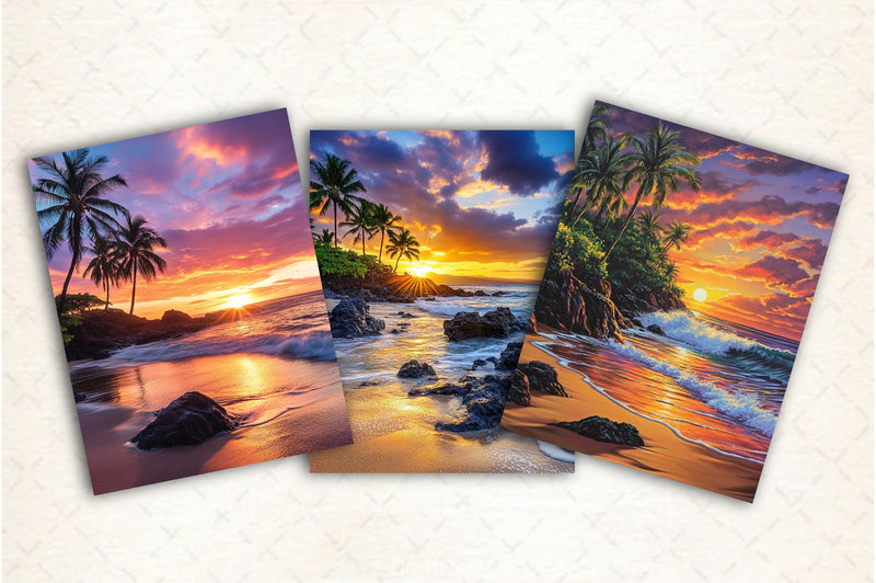 Sunset Beach Digital Paper - CraftNest - Digital Crafting and Art