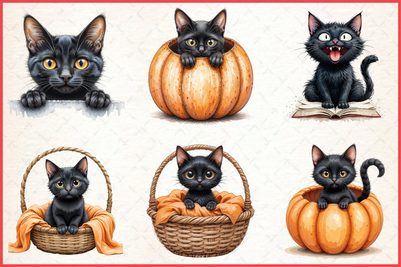 Black Cat Peeking Clipart Bundle 5 - CraftNest - Digital Crafting and Art